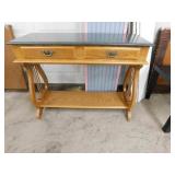 Granite topped sofa table w/ 2 drawers, wobbly