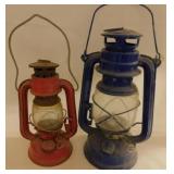 2 vintage hurricane kerosene lanterns