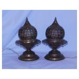 Pair of vintage Middle Eastern pierced brass