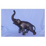 Brass Good Luck bull elephant statue, 15" tall,