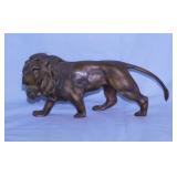 Heavy solid brass roaring lion statue marked