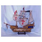 Wooden Santa Maria sailing ship model,