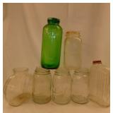 7 vintage glass jars & bottles