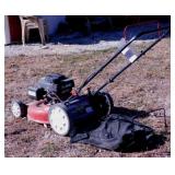 Troy Bilt 21" rear bagger push mower, runs, may