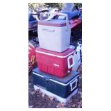 3 coolers: Coleman green metal band - Igloo &