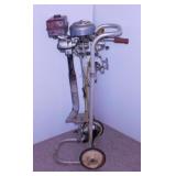 Vintage boat motor on stand