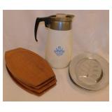 Corning Blue Cornflower 9 cup coffee percolator -