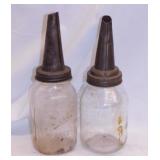 Vintage oil can spouts on glass jars