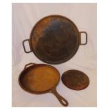 Lodge cast iron: #14 platter w/ handles - Pan lid