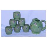 Sweet vintage ribbed barrel pottery beverage set