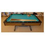 Vintage pocket billiards pool table w/ 6 cues,