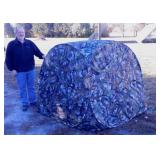 Portable pop-up camo doghouse hunting ground