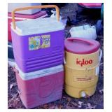 3 coolers: Igloo drink dispenser - Coleman &