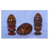 Ukrainian Pysanky hand painted wooded eggs, 2 on