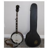 Lotus 5 string banjo w/ strap & case