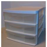 Plastic 3 drawer storage unit, 11" wide -