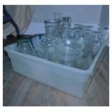 Storage tote full of glassware