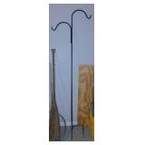 Wrought iron double shepherds hook, 74" tall