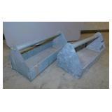 2 galvanized metal tool carriers, 15" long