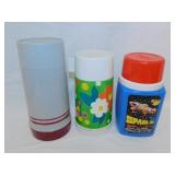 3 vintage thermos bottles