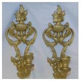 Two 1969 Syroco candlestick wall scones, 13" tall