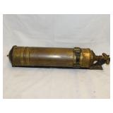 Antique brass wall mount fire extinguisher, 17"