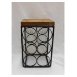 Wood top wine bottle rack for 6 bottles, 8" x 9"