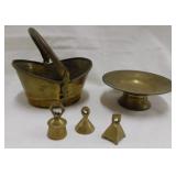Brass: Small coal bucket - Hand tooled tip tray -
