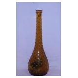 Mid Century Empoli Italy amber hobnail glass