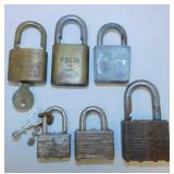 Brass padlock & several keys
