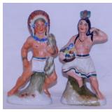 Vintage ceramic Native American Indian figurines,
