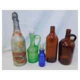 Brown & cobalt glass medicine bottles - Emerald