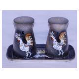 Vintage Japan ceramic rooster range salt & pepper