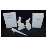 1992 & 1996 Dept. 56 Easter bunny rabbits in