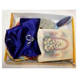 Glass flower frog - Sewing three & pin cushions -