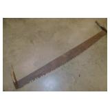 Antique 2 man cross-cut saw - very cool tow chain