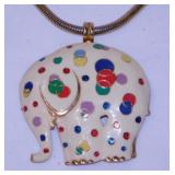 Costume jewelry: Enameled elephant necklace -