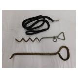 Long handled hay hook - Dog tie-out stake -