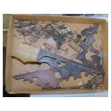 Antique misc. clock parts including a key & more