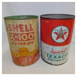 Vintage Texaco & Shell motor oil cans