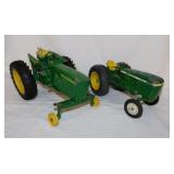 2 Ertl John Deere tractors, as is, largest is 9"
