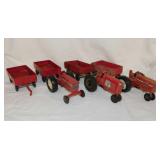 3 Ertl International utility tractors, 5" long -