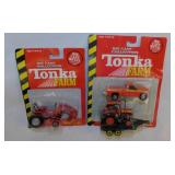 2 new 2002  Tonka Farm toys on cards: Tractor w/
