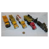 5 semi trucks & trailers, one is Buddy L