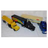 3 plastic semi trucks & trailers: New Ray, Remco