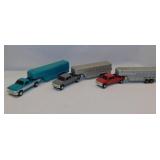 3 Ertl pickup trucks w/ livestock trailers, 1:64