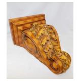 Carved wood corbel wall shelf, 9" x 6" x 12"