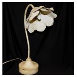 Metal floral table desk lamp, 18" tall