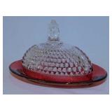 Vintage Indiana Glass Diamond Point Ruby Flash