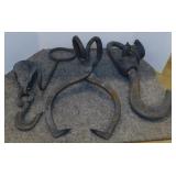Antique ice tongs - Hay hook - 2 pulleys w/ hooks